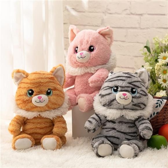 Orange Striped Cat Stuffed Animal Cute Kitten Plush Toy Gift for Kids 11 inch - Picture 7 of 7